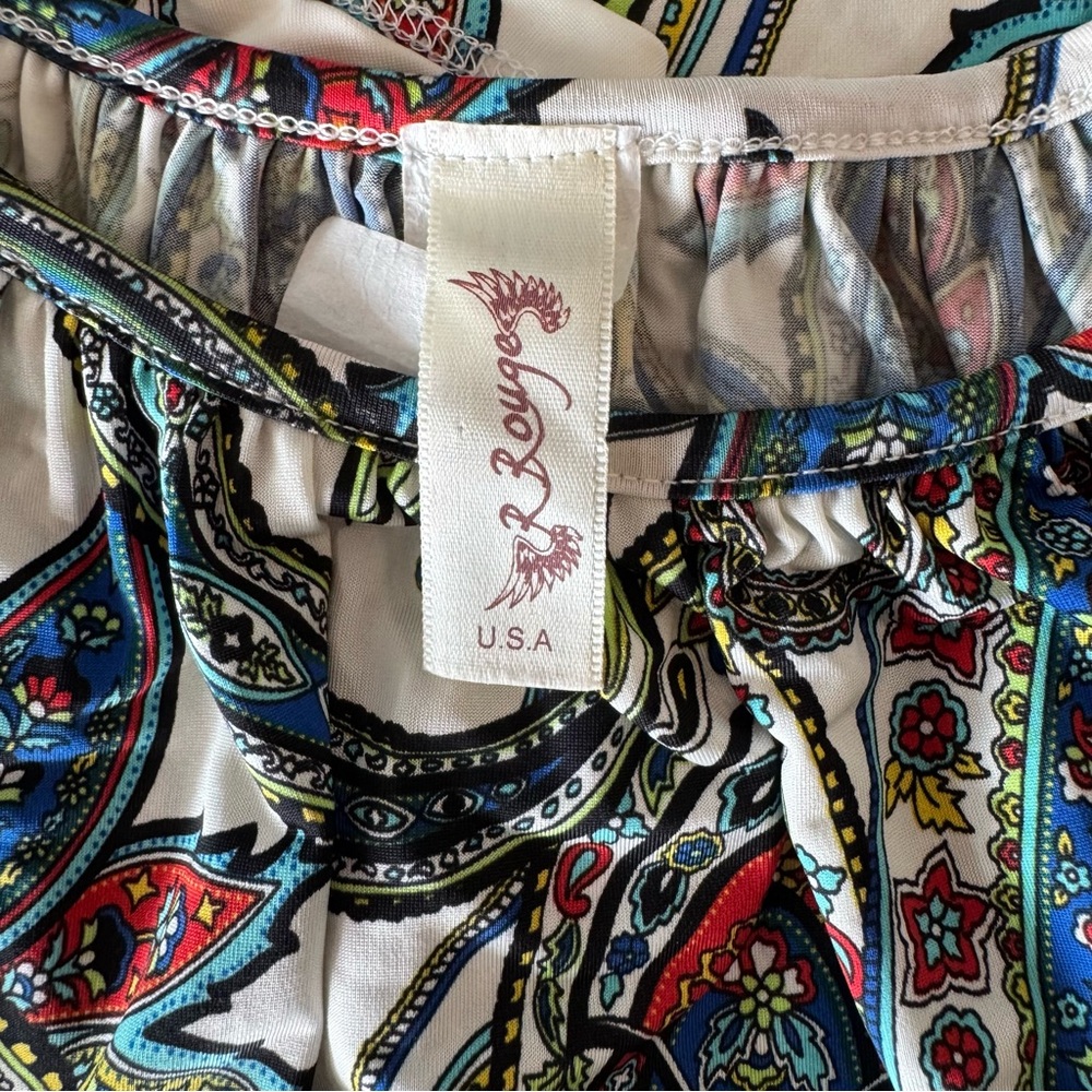 Cavenders R Rouge Western Paisley Women's Top, Size Large Shirt 3/4 Bell Sleeves - Picture 7 of 8